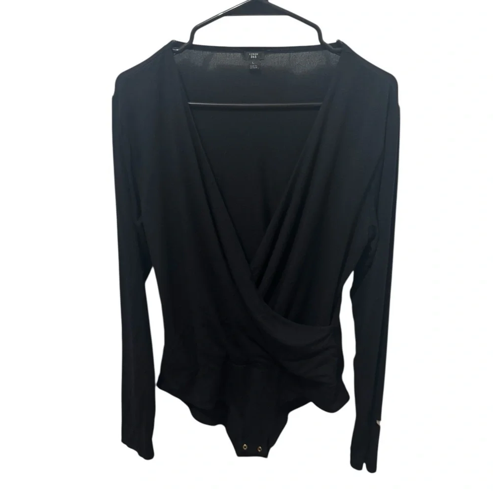 J.Crew 365 Black Long Sleeve Bodysuit Size Large